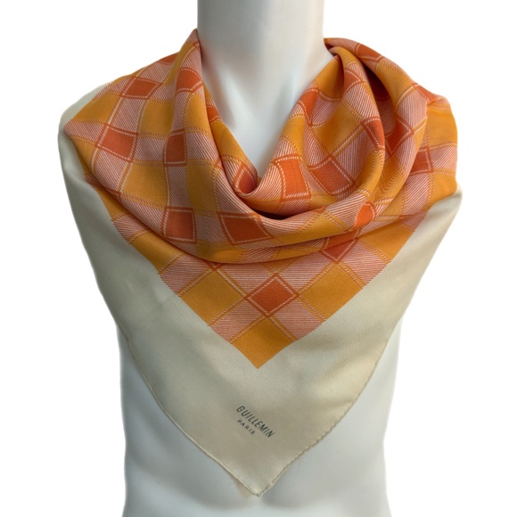 Guillemin Paris Vintage Silk Scarf 🇫🇷 – Mid-Century Geometric Design - Picture 1 of 10